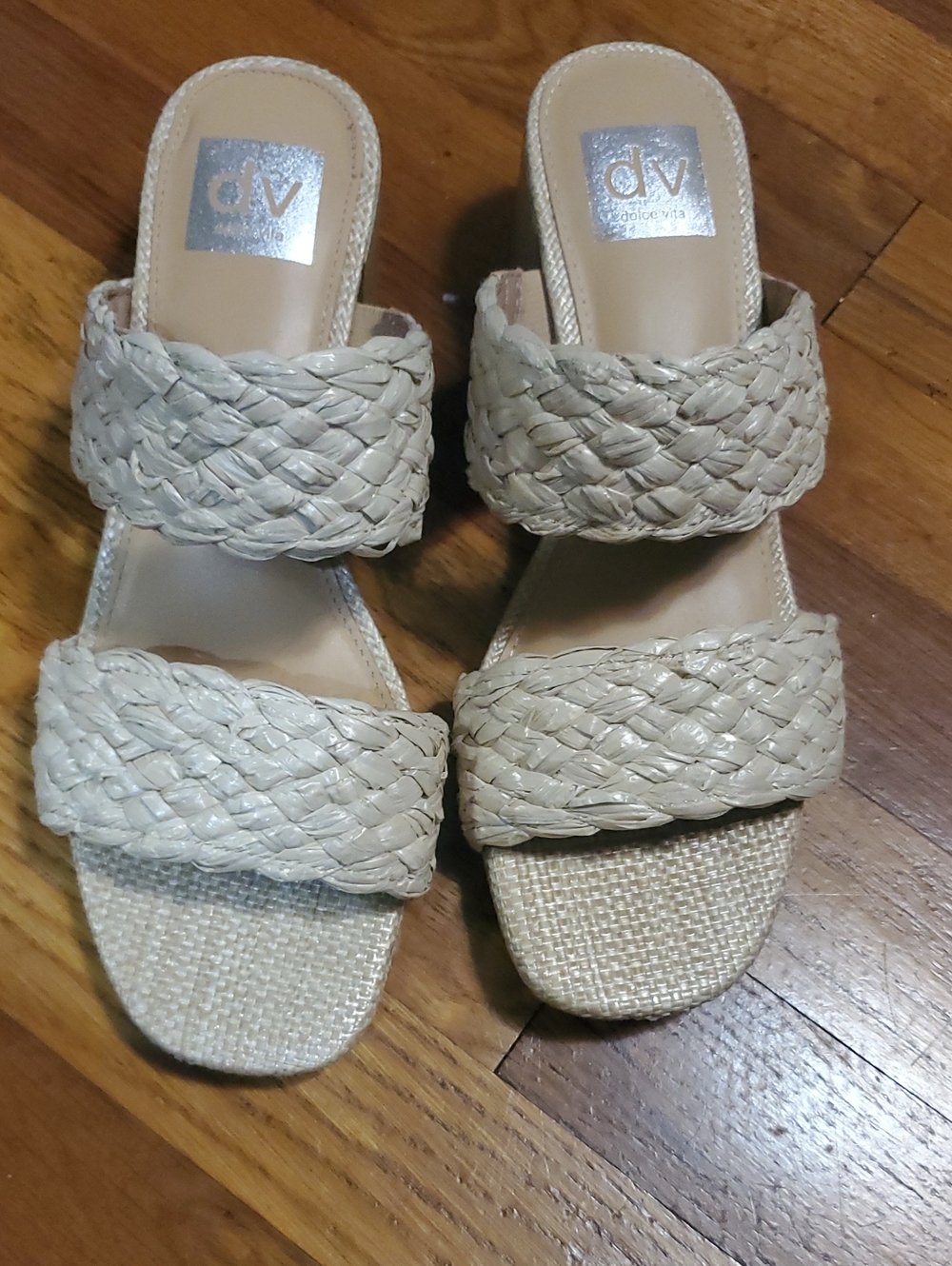 DV by Dolce Vita Beige Braided Double-Strap Slide Mules